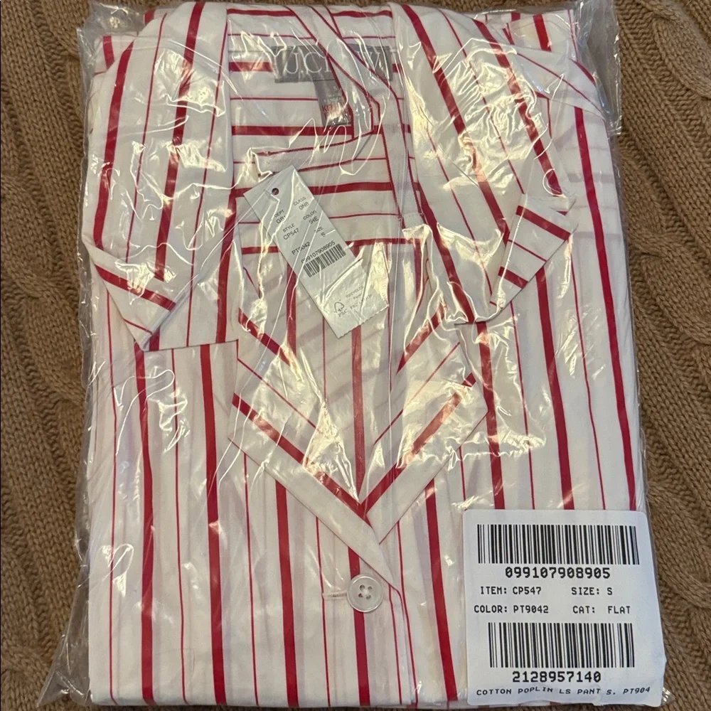 J.Crew Cotton poplin long-sleeve pajama pant set in peppermint stripe CP547